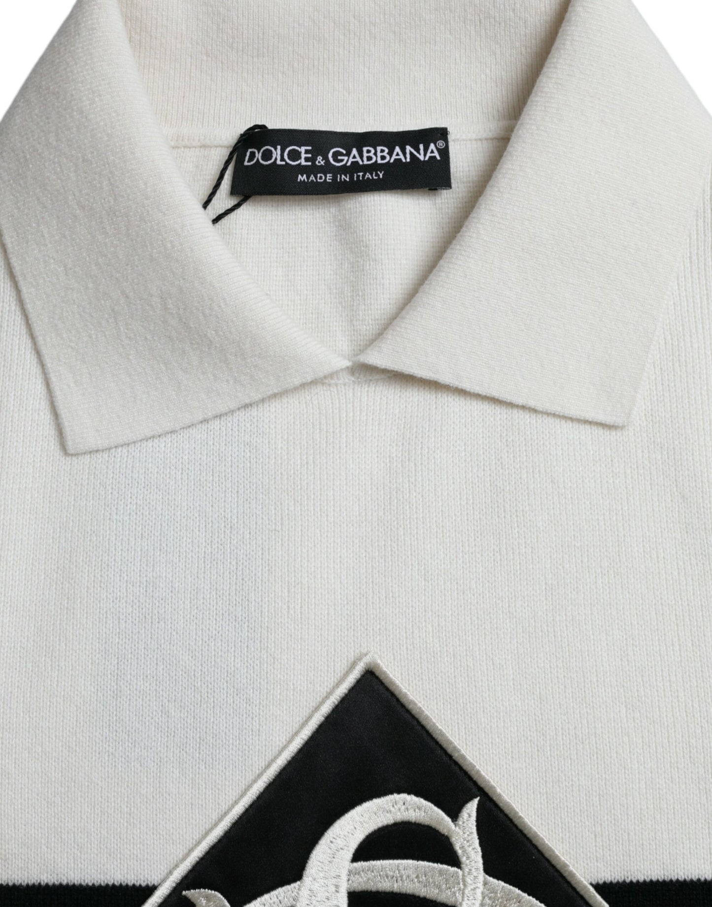 White DG Logo Collared Henley Shirt T-shirt-Dolce & Gabbana-LabelTerrace.com