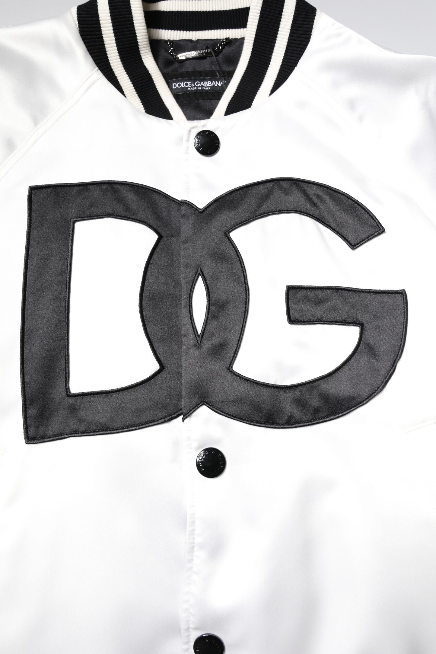 White DG Logo Polyester Jersey Bomber Jacket-Dolce & Gabbana-LabelTerrace.com