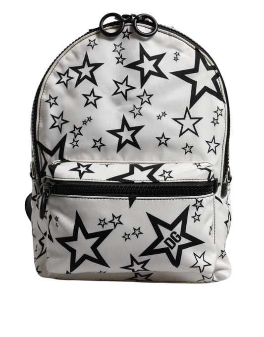 White DG Stars Print Nylon Travel Backpack Bag-Dolce & Gabbana-LabelTerrace.com