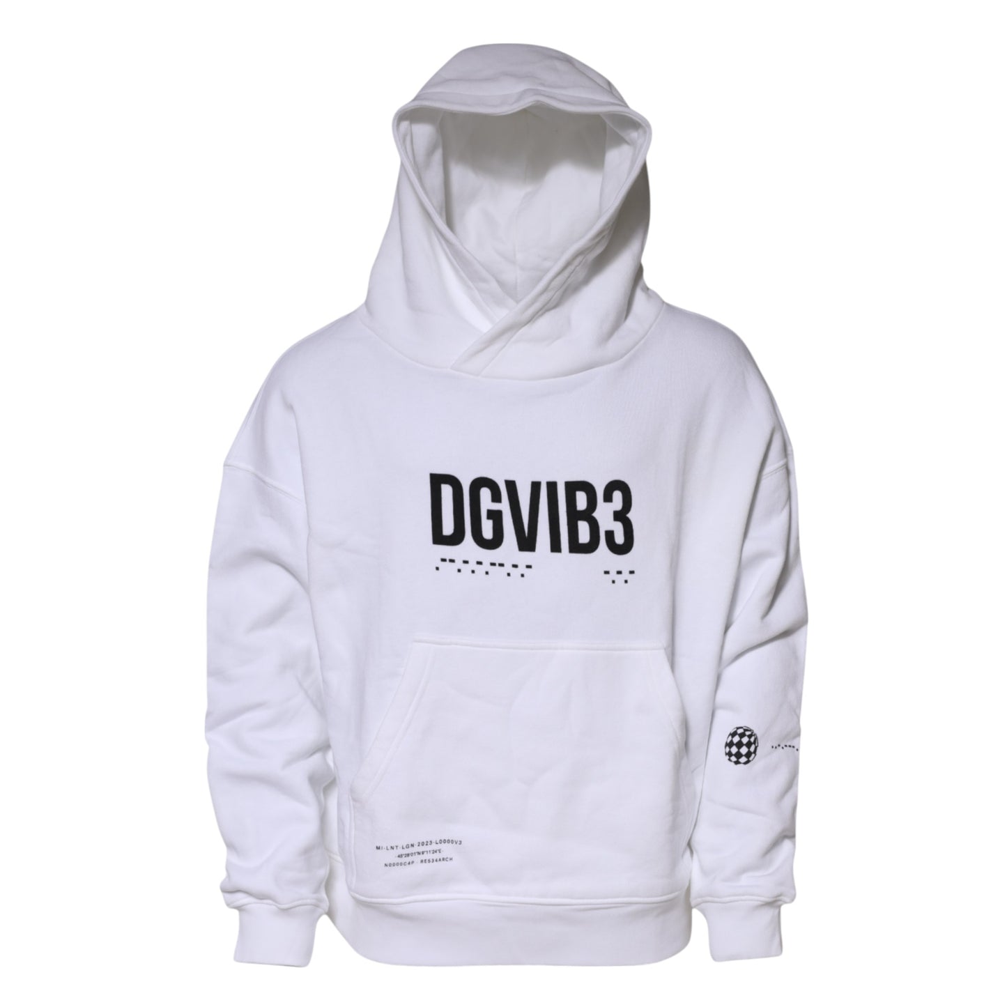 White DG Vib3 Hooded Men Sweatshirt Sweater-Dolce & Gabbana-LabelTerrace.com