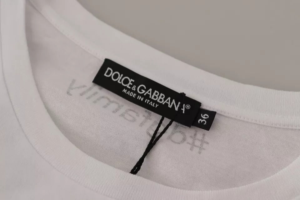 White #DGFamily Patch Top Cotton T-shirt-Dolce & Gabbana-LabelTerrace.com