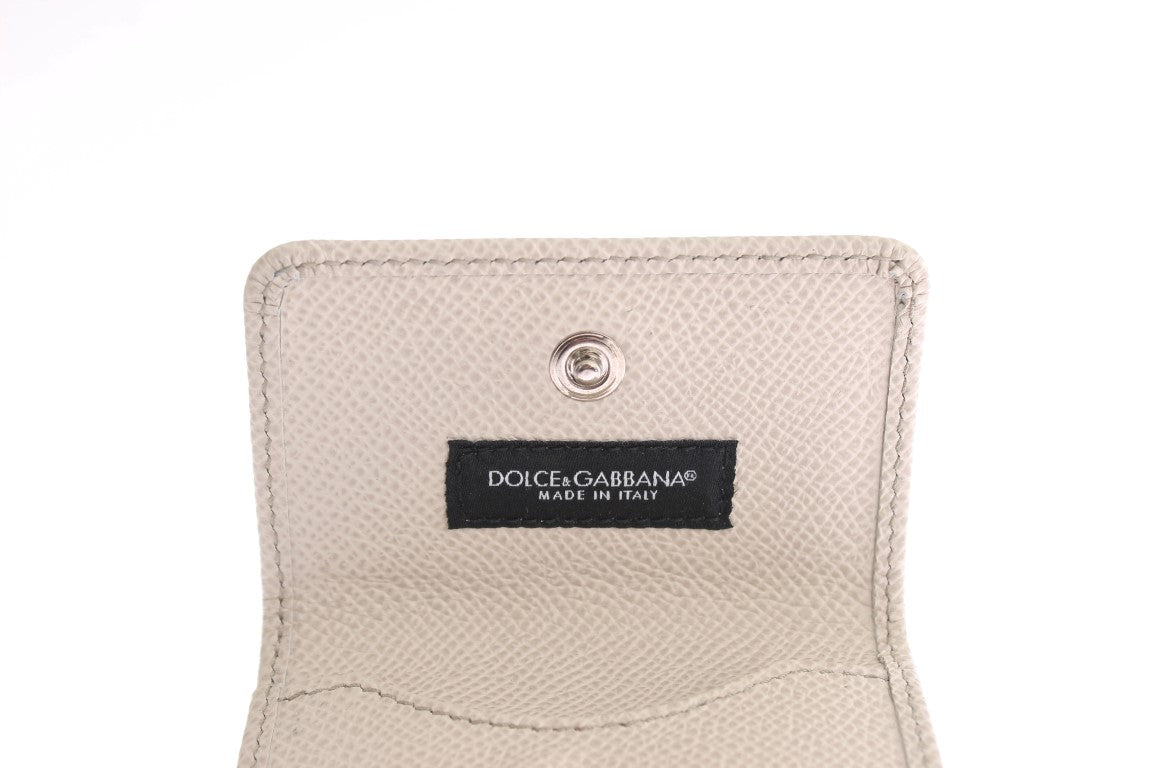 White Dauphine Leather Case Wallet-Dolce & Gabbana-LabelTerrace.com