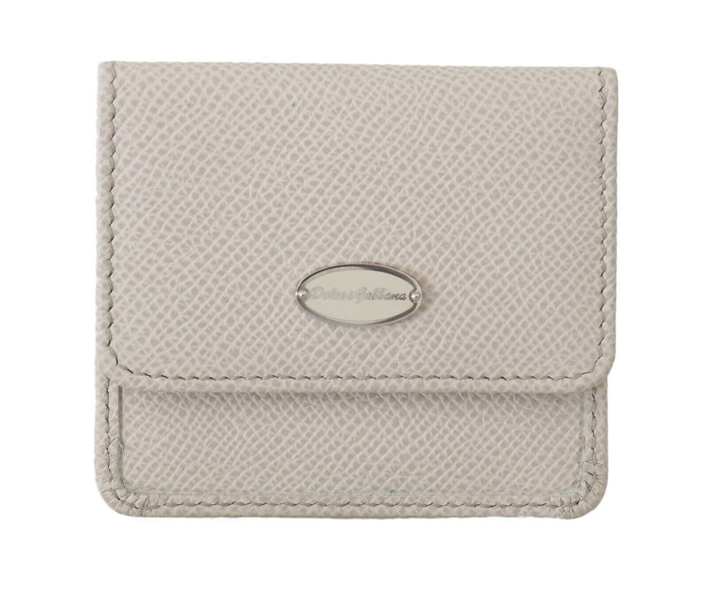 White Dauphine Leather Holder Pocket Wallet Condom Case-Dolce & Gabbana-LabelTerrace.com