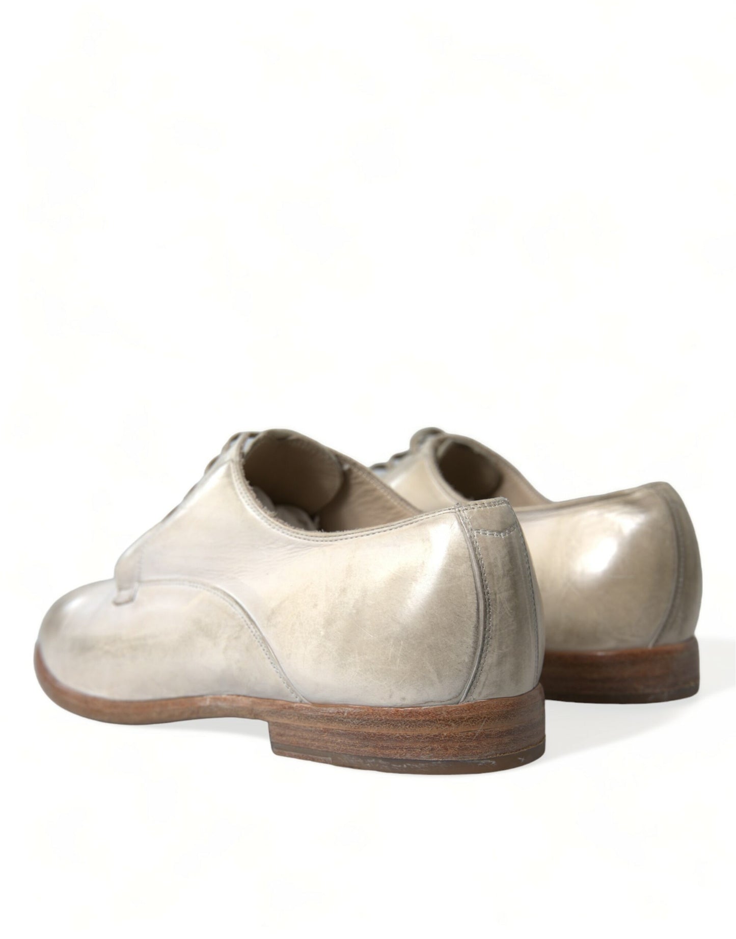 White Distressed Leather Derby Dress Shoes-Dolce & Gabbana-LabelTerrace.com