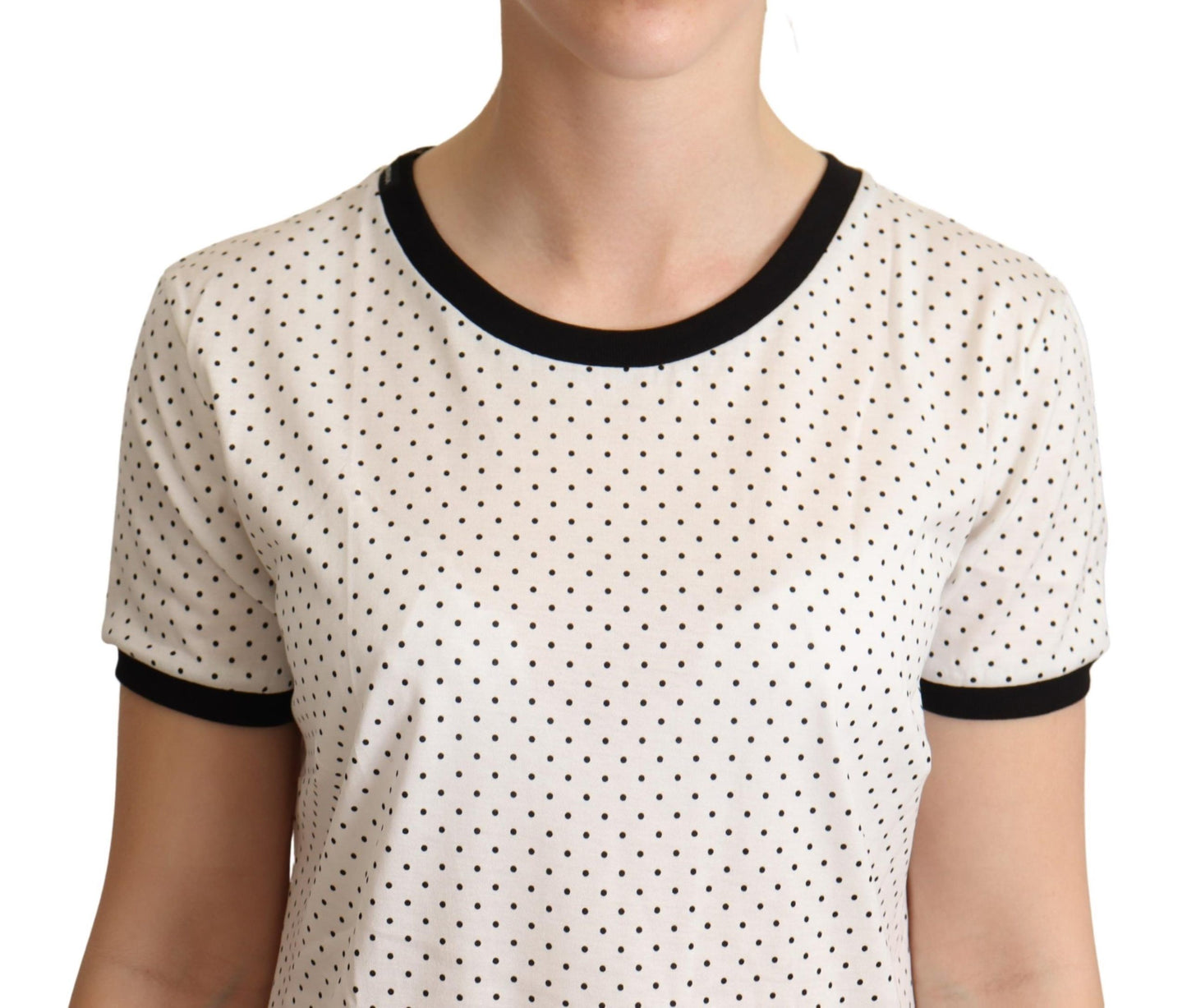 White Dotted Crewneck Cotton T-shirt-Dolce & Gabbana-LabelTerrace.com