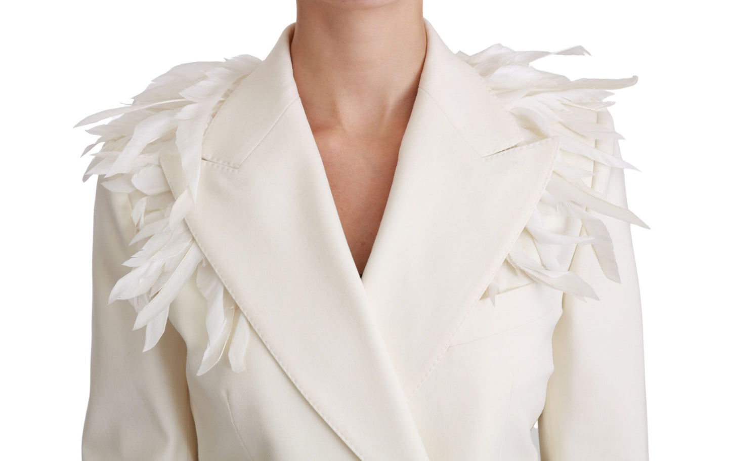 White Double Breasted Coat Wool Jacket-Dolce & Gabbana-LabelTerrace.com