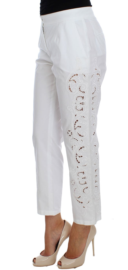 White Floral Cutout Dress Sicily Pants-Dolce & Gabbana-LabelTerrace.com