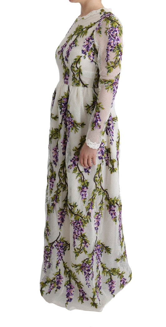 White Floral Embroidered Maxi Dress-Dolce & Gabbana-LabelTerrace.com