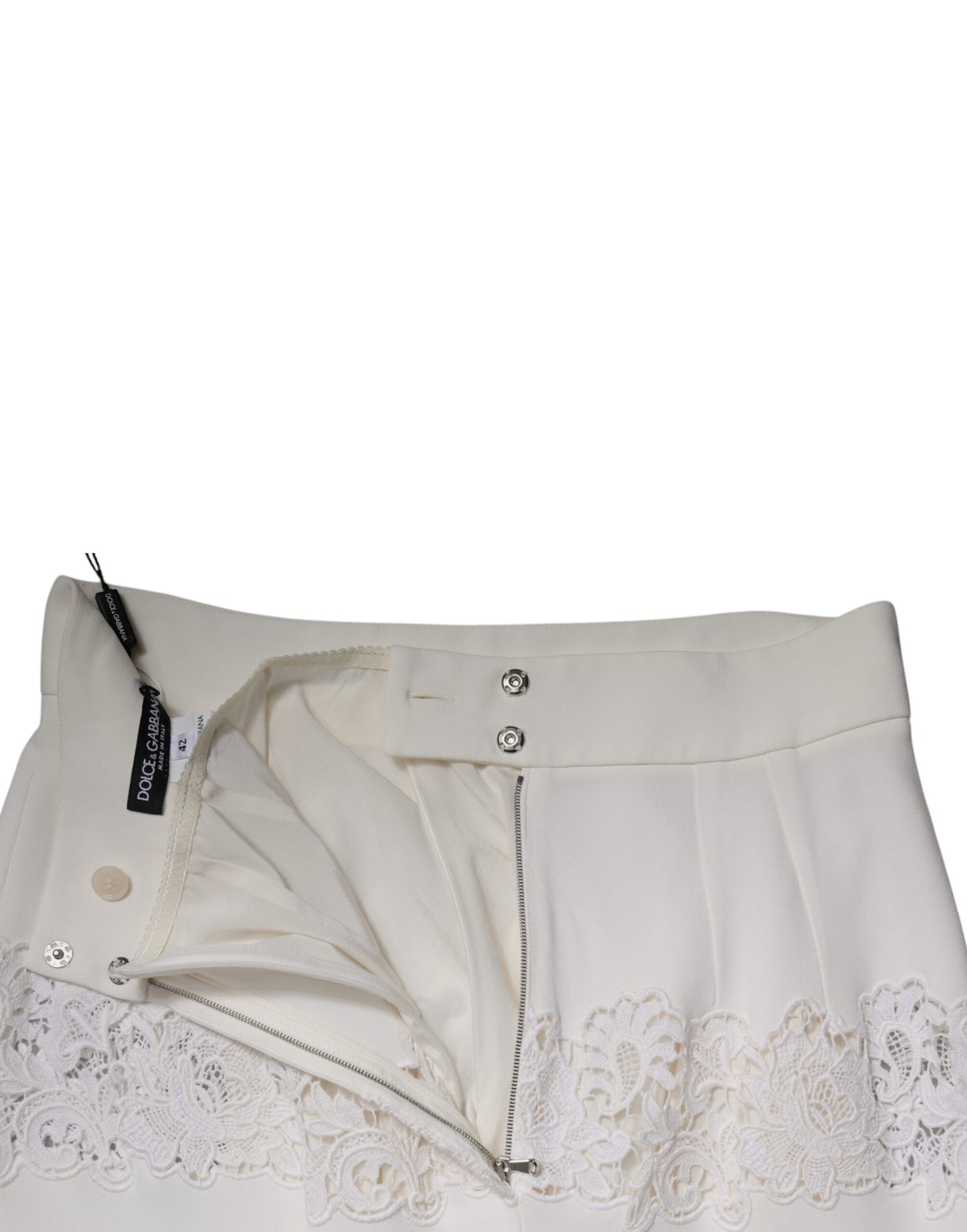White Floral Lace High Waist Pencil Cut Skirt-Dolce & Gabbana-LabelTerrace.com