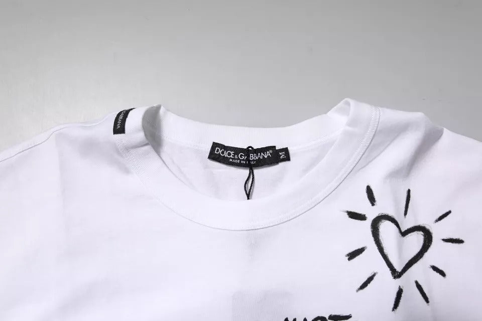White Floral Print Cotton Crew Neck T-shirt-Dolce & Gabbana-LabelTerrace.com