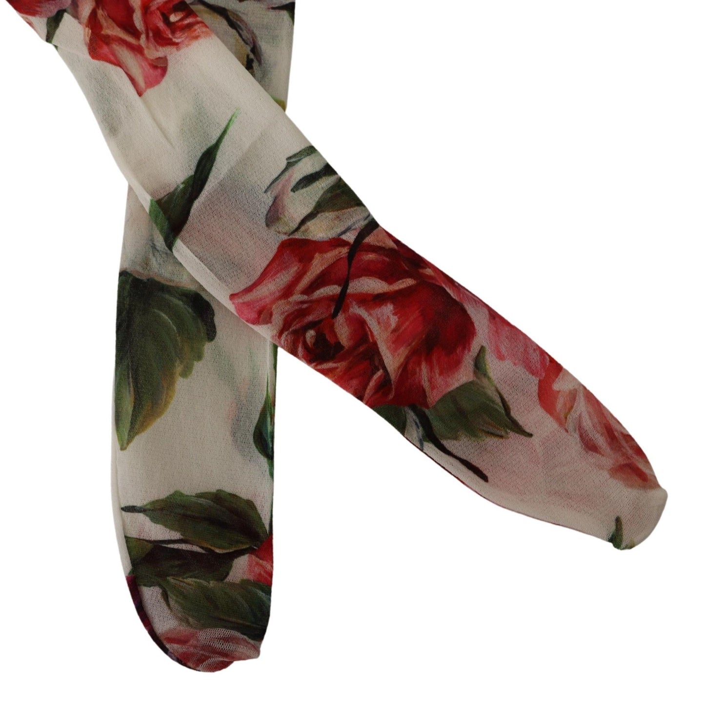 White Floral Print Stockings Nylon Tights-Dolce & Gabbana-LabelTerrace.com