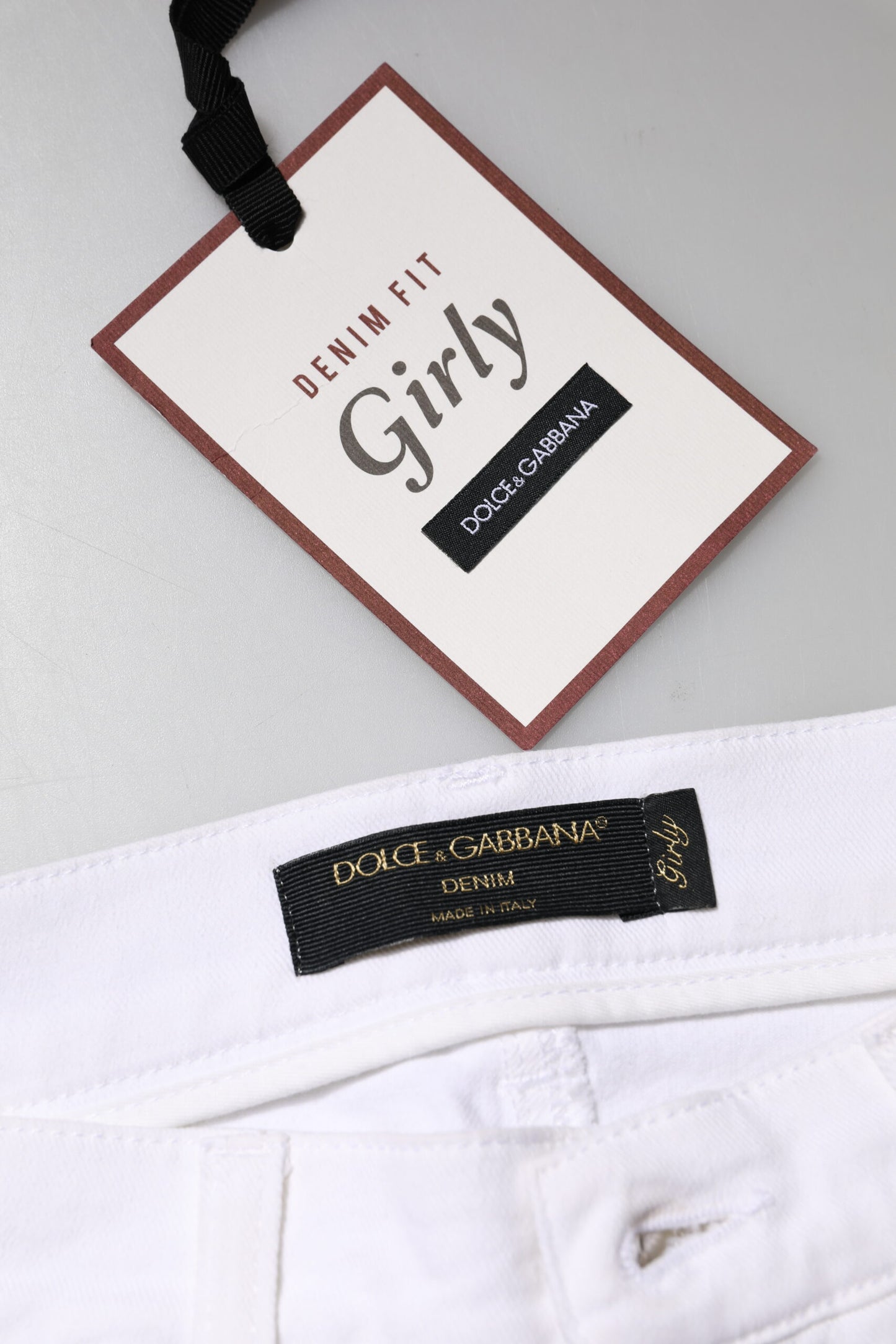 White Floral Sequined GIRLY Denim Jeans-Dolce & Gabbana-LabelTerrace.com