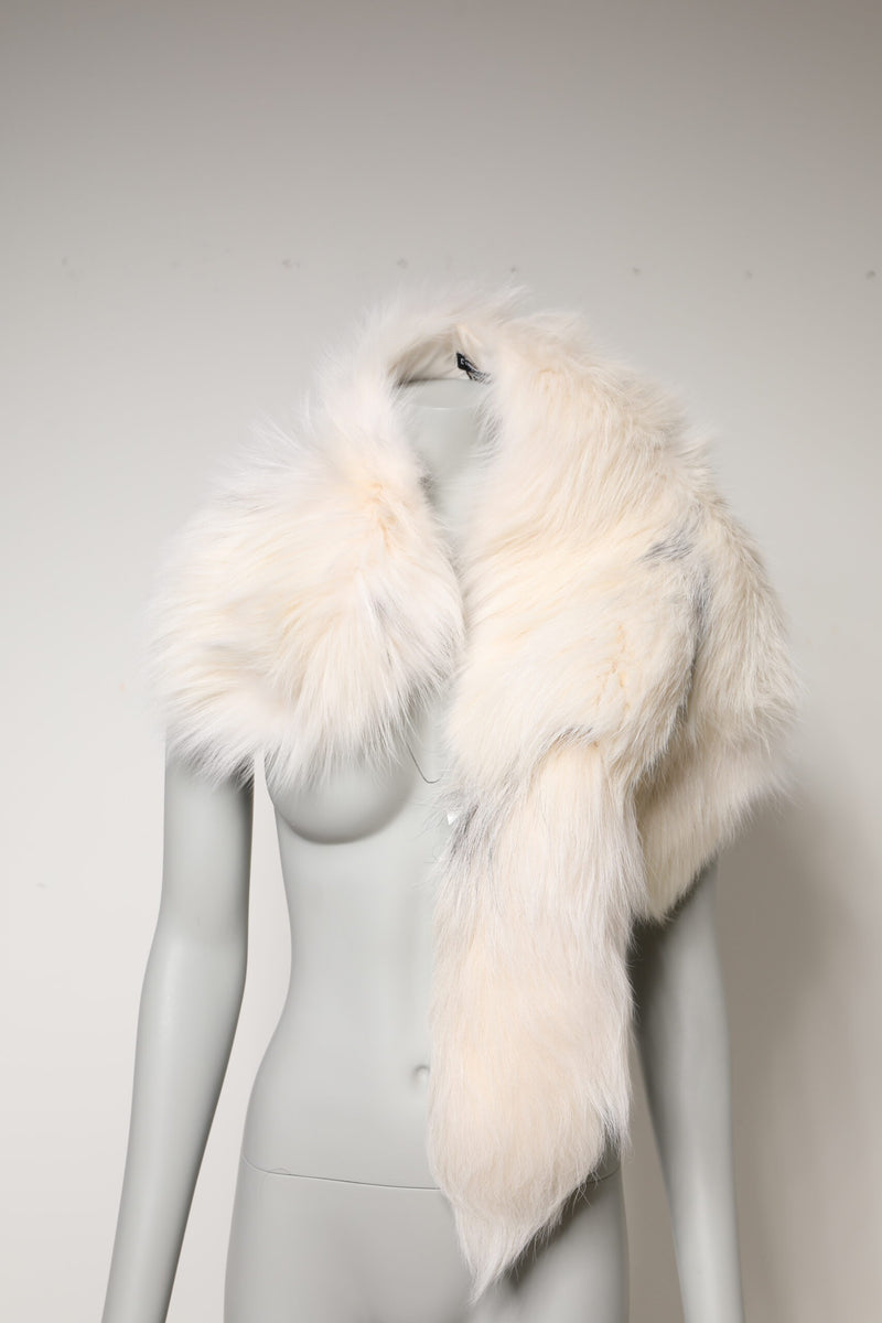 White Fox Fur Neck Wrap Warmer Winter Scarf-Dolce & Gabbana-LabelTerrace.com