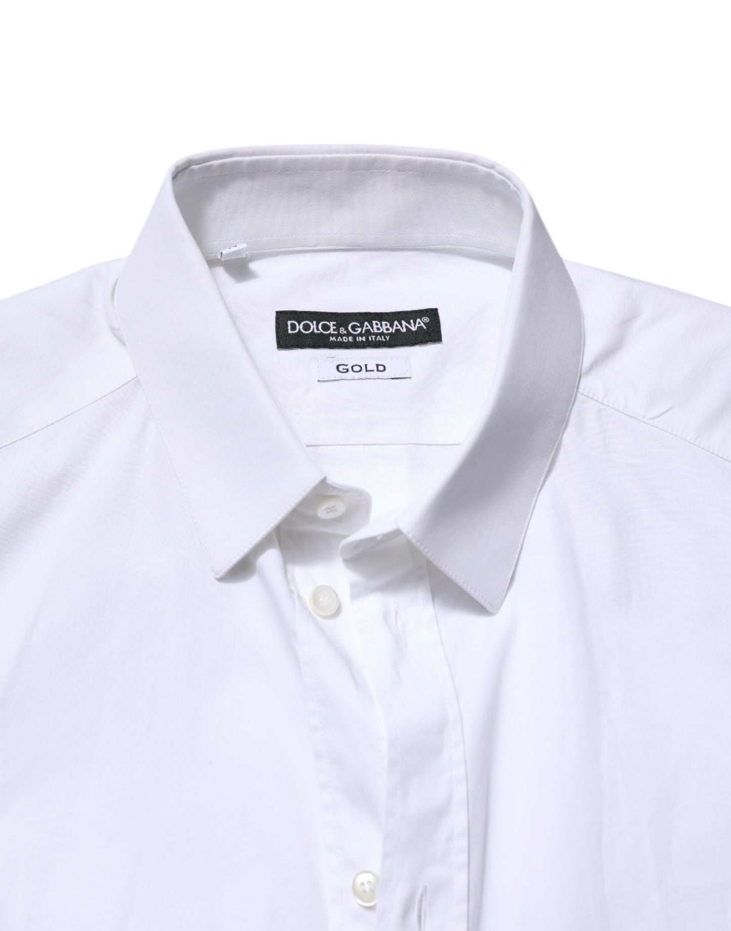 White GOLD Cotton Dress Formal Shirt-Dolce & Gabbana-LabelTerrace.com
