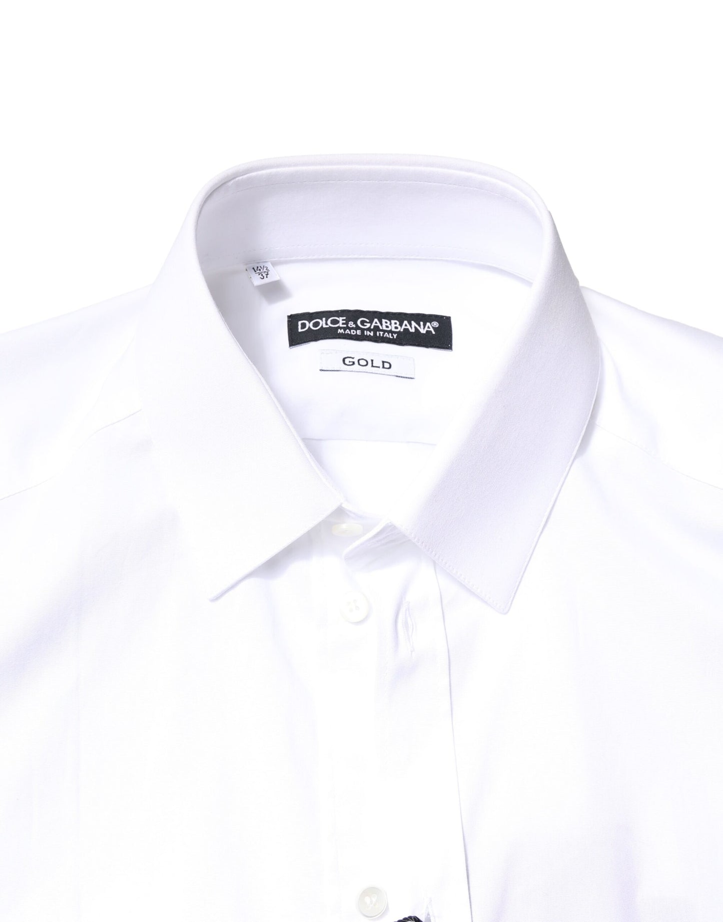 White GOLD Cotton Long Sleeves Dress Shirt-Dolce & Gabbana-LabelTerrace.com