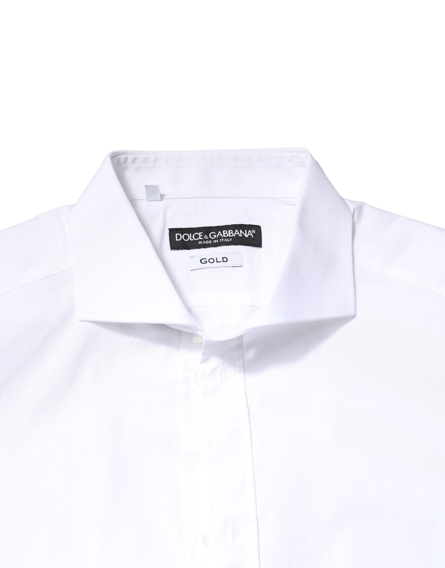 White GOLD Cotton Long Sleeves Dress Shirt-Dolce & Gabbana-LabelTerrace.com