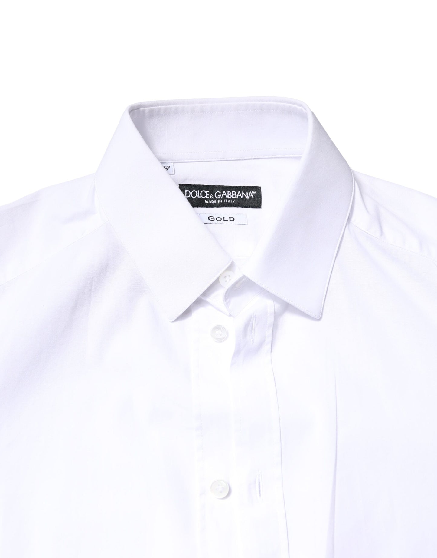 White GOLD Cotton Long Sleeves Dress Shirt-Dolce & Gabbana-LabelTerrace.com