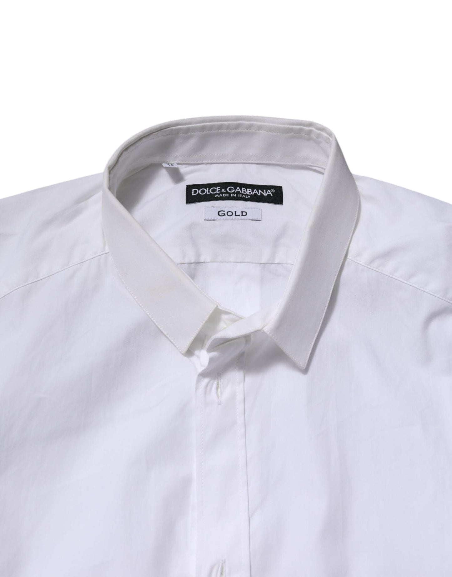 White GOLD Cotton Long Sleeves Men Formal Shirt-Dolce & Gabbana-LabelTerrace.com