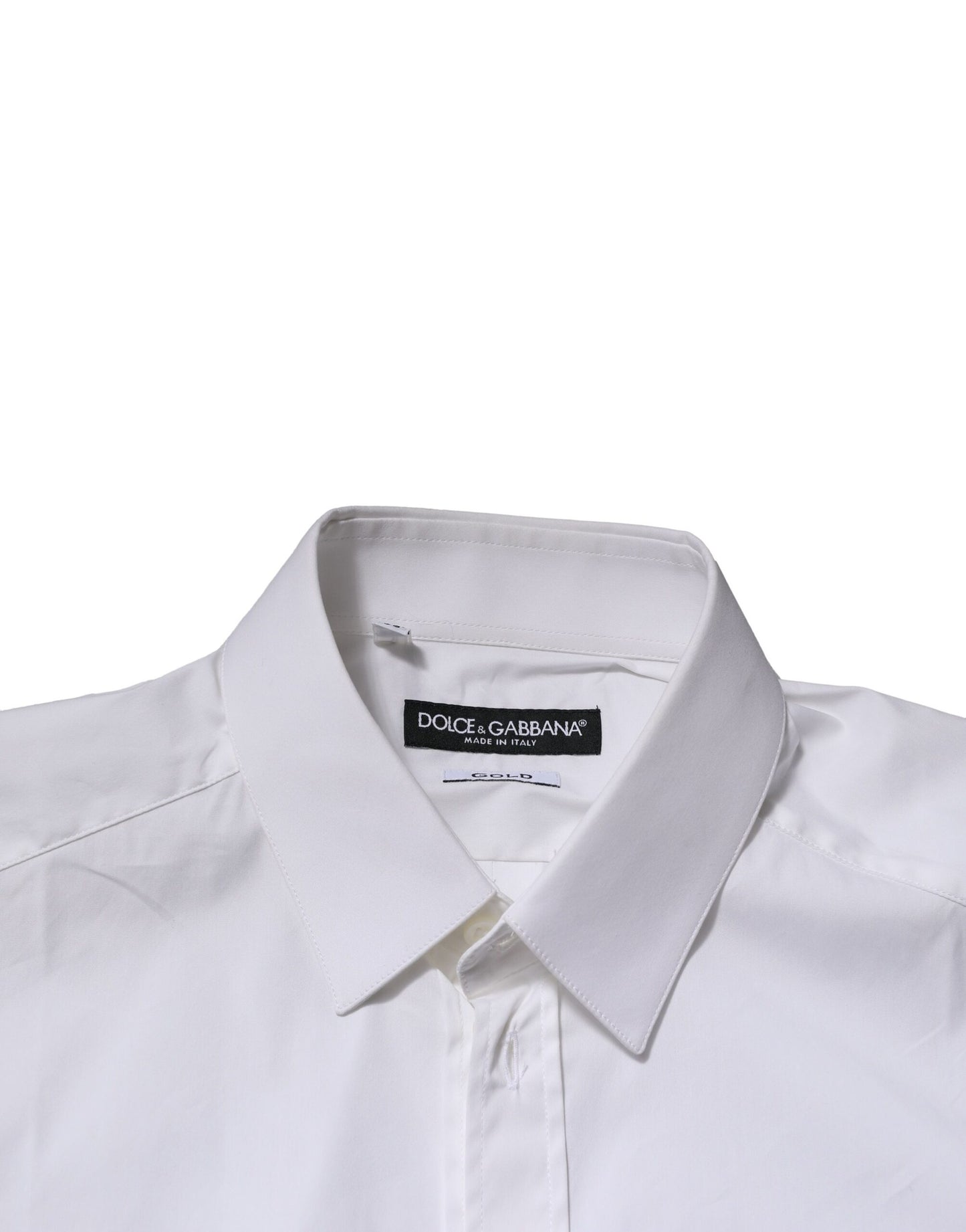 White GOLD Cotton Men Dress Formal Shirt-Dolce & Gabbana-LabelTerrace.com