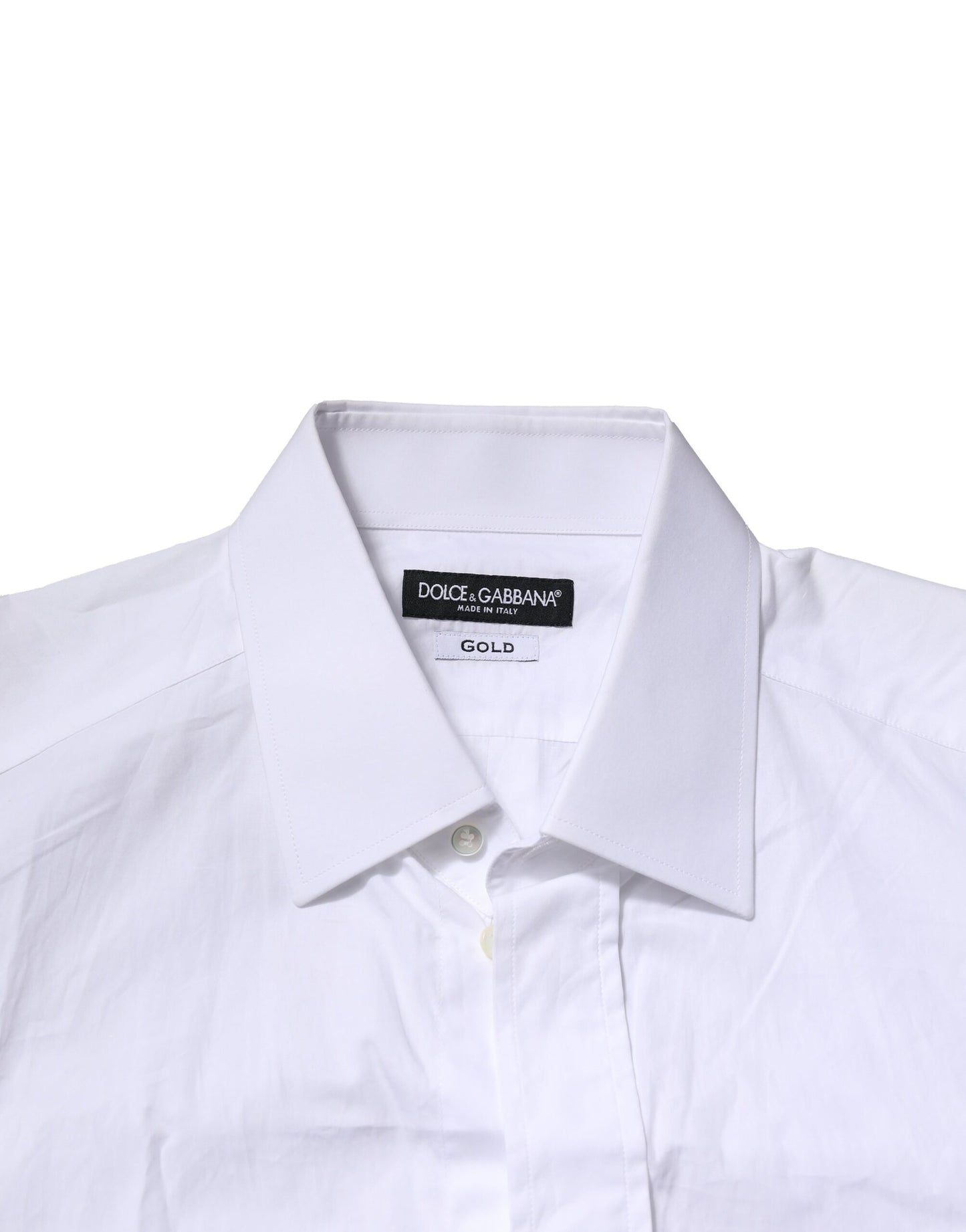 White GOLD Cotton Men Dress Formal Shirt-Dolce & Gabbana-LabelTerrace.com
