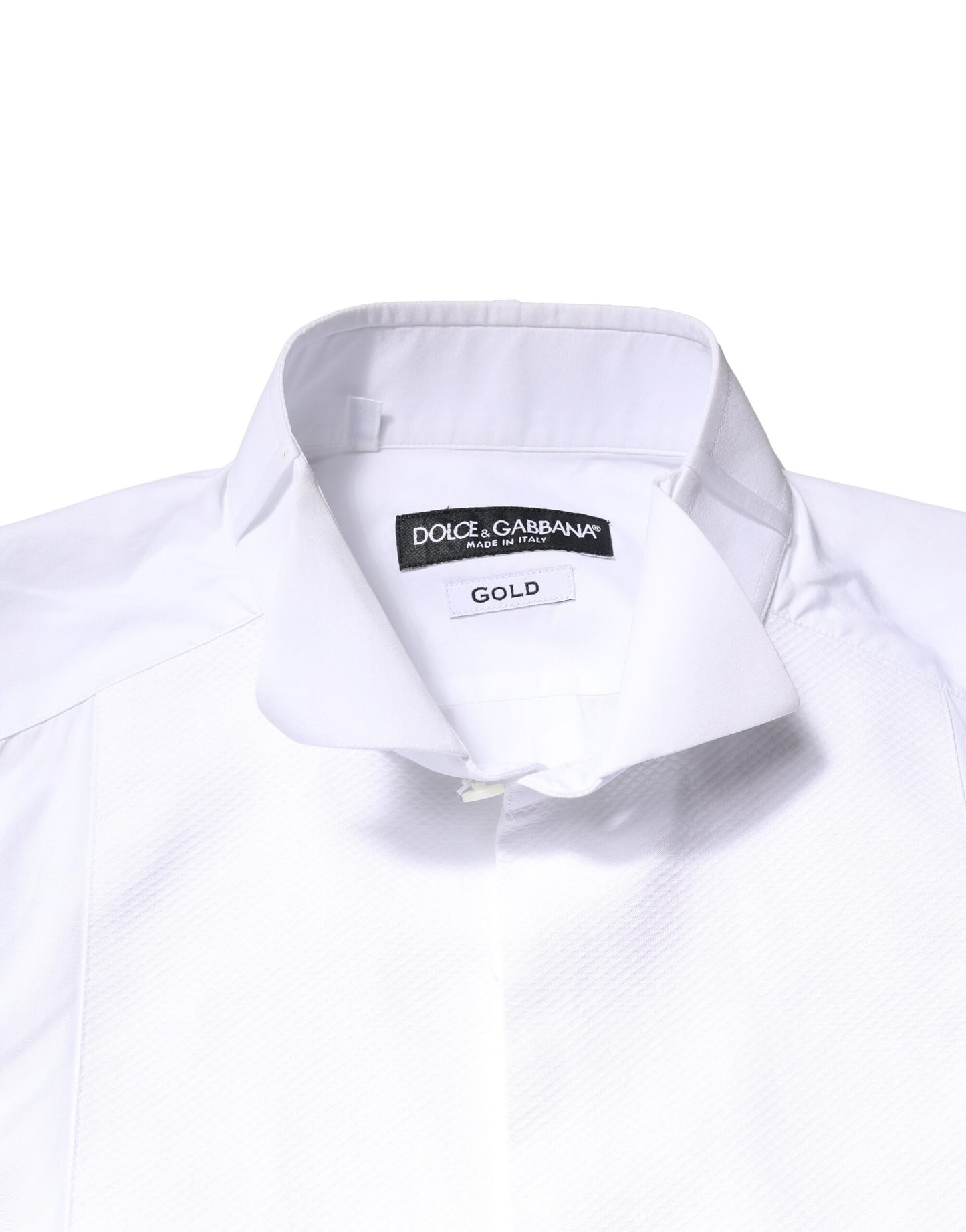 White GOLD Cotton Poplin Bib Formal Men Dress Shirt-Dolce & Gabbana-LabelTerrace.com