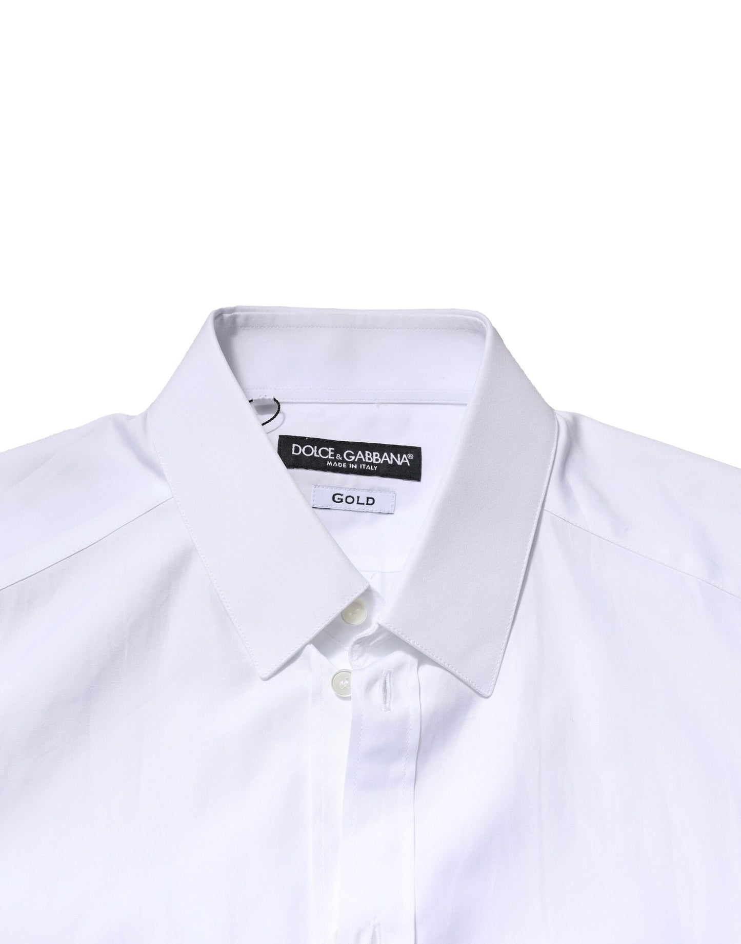 White GOLD Crown Cotton Dress Formal Shirt-Dolce & Gabbana-LabelTerrace.com