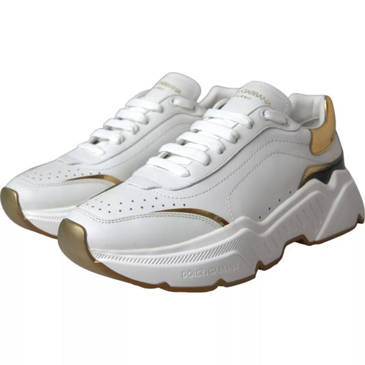 White Gold DAYMASTER Leather Sneakers Men Shoes-Dolce & Gabbana-LabelTerrace.com