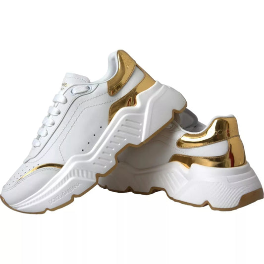 White Gold DAYMASTER Leather Sneakers Mens Shoes-Dolce & Gabbana-LabelTerrace.com