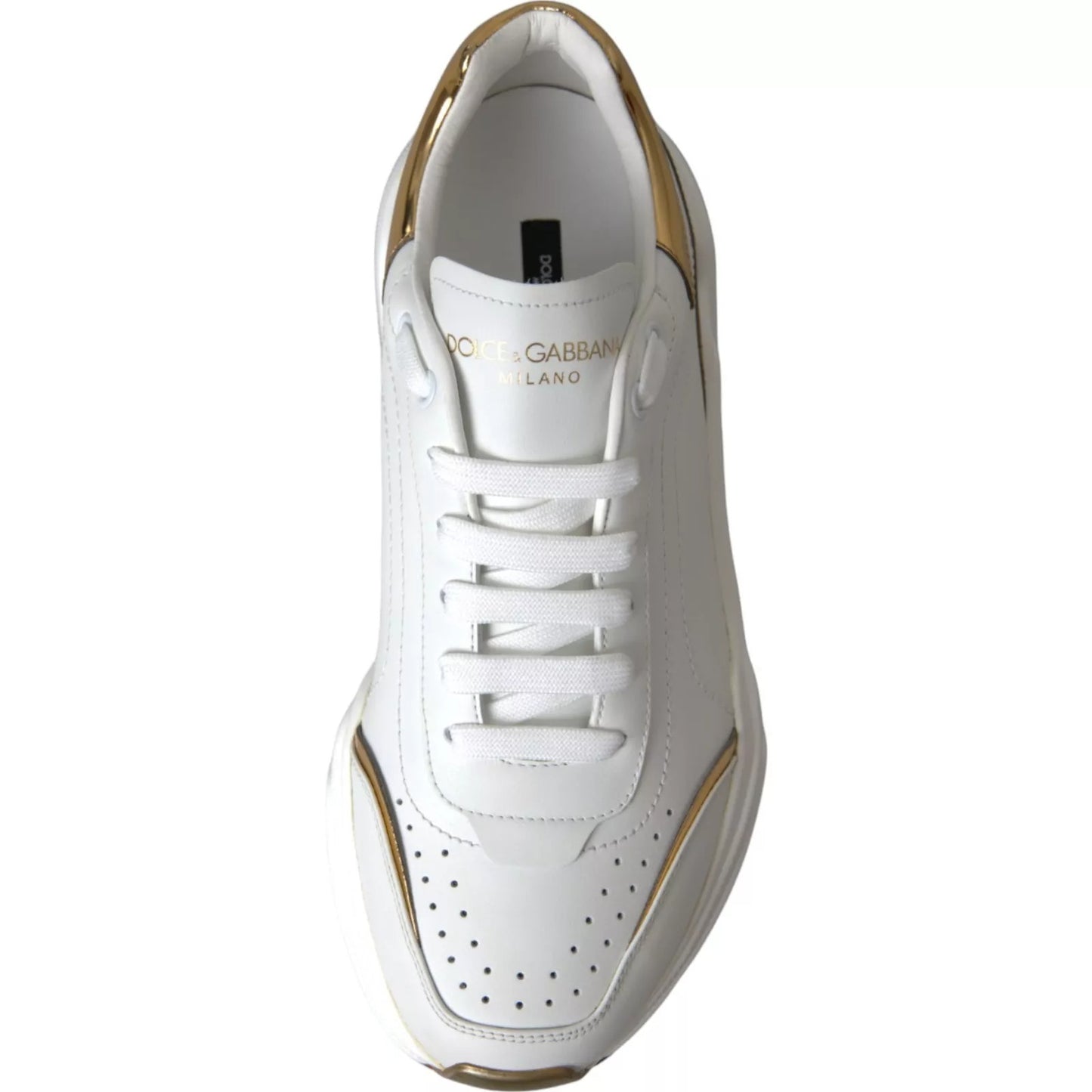White Gold DAYMASTER Leather Sneakers Mens Shoes-Dolce & Gabbana-LabelTerrace.com