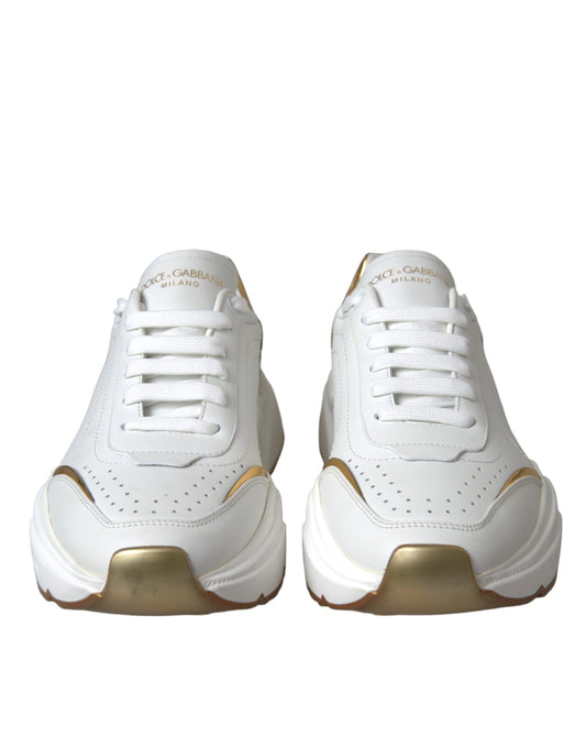 White Gold DAYMASTER Leather Sneakers Shoes-Dolce & Gabbana-LabelTerrace.com