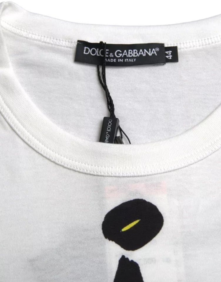 White Graphic Cotton Short Sleeves Men T-shirt-Dolce & Gabbana-LabelTerrace.com