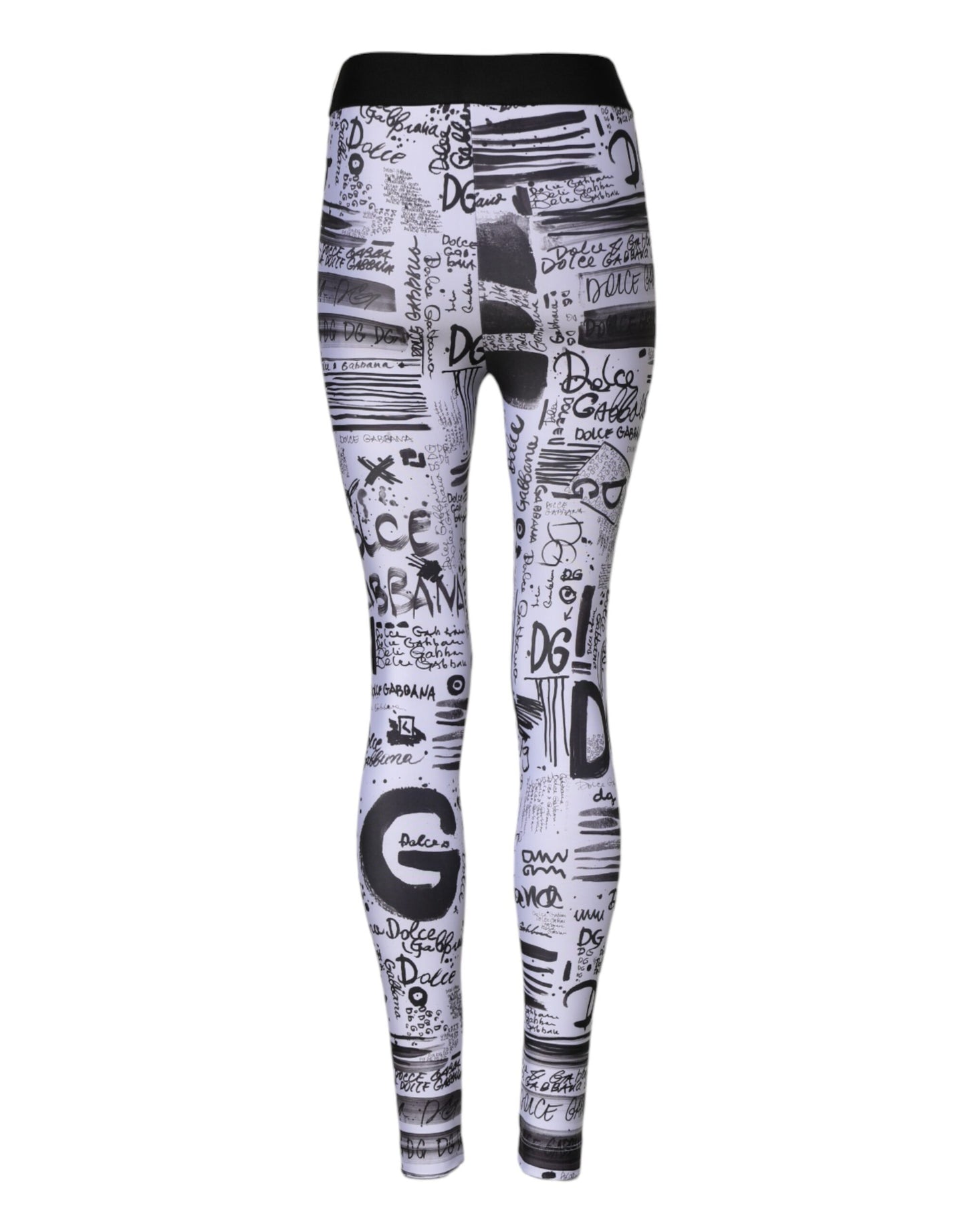 White Graphic HighWaist Skinny Leggings Pants-Dolce & Gabbana-LabelTerrace.com