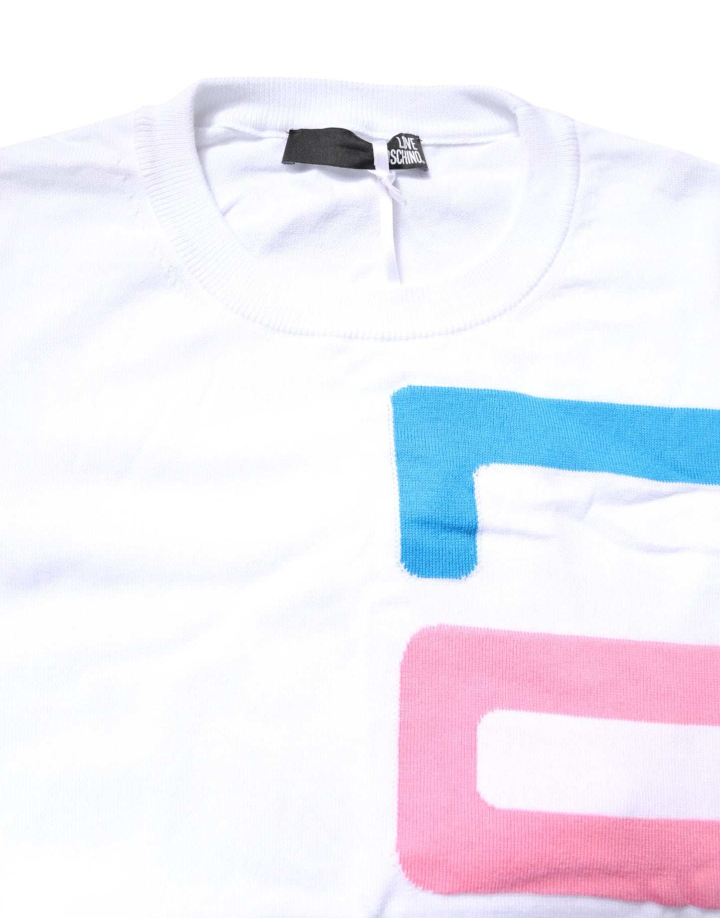 White Graphic Print Cotton Long Sleeves T-shirt-Love Moschino-LabelTerrace.com