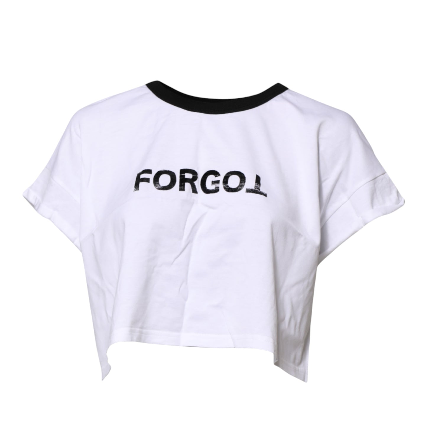 White Graphic Print Crew Neck Cropped T-shirt-Dolce & Gabbana-LabelTerrace.com