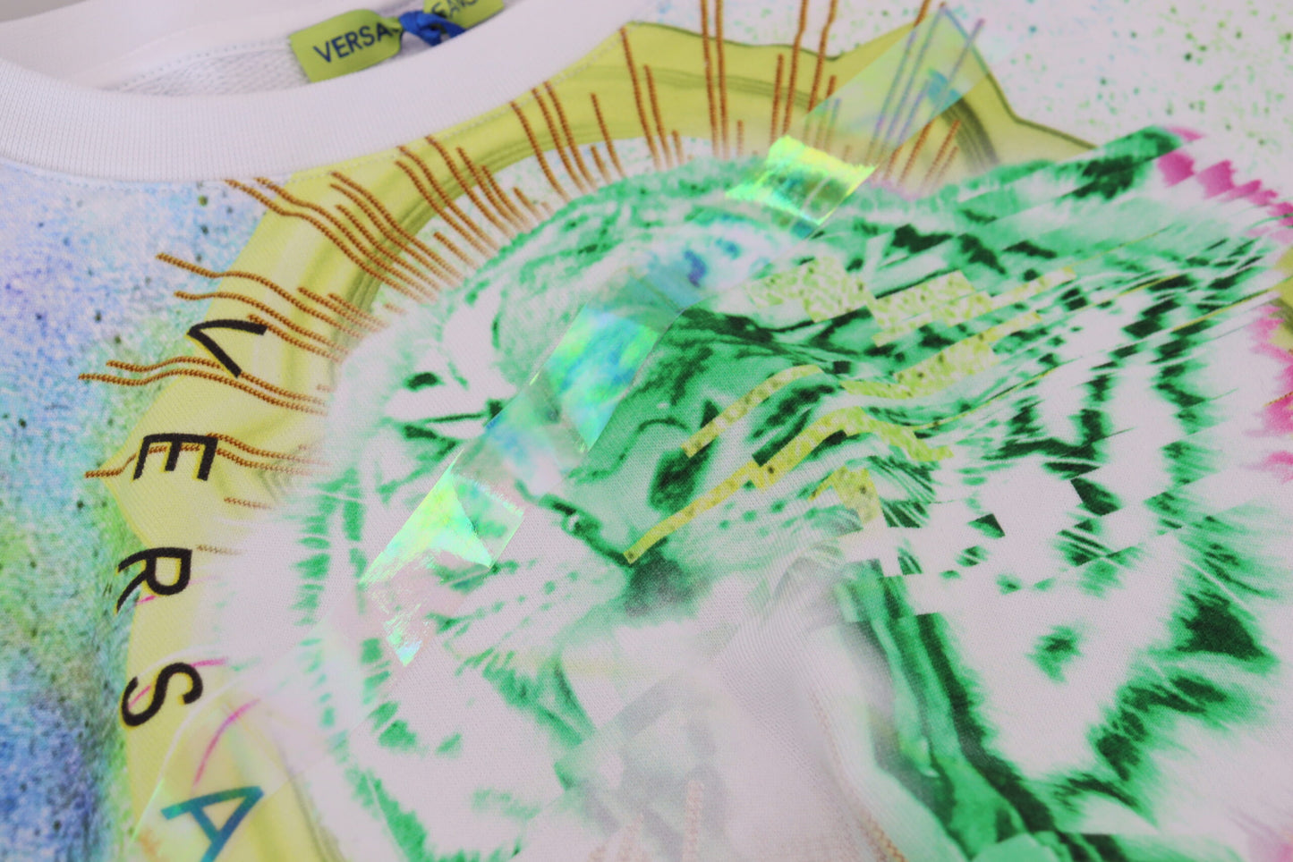 White Graphic Print Long Sleeves Sweater-Versace Jeans-LabelTerrace.com