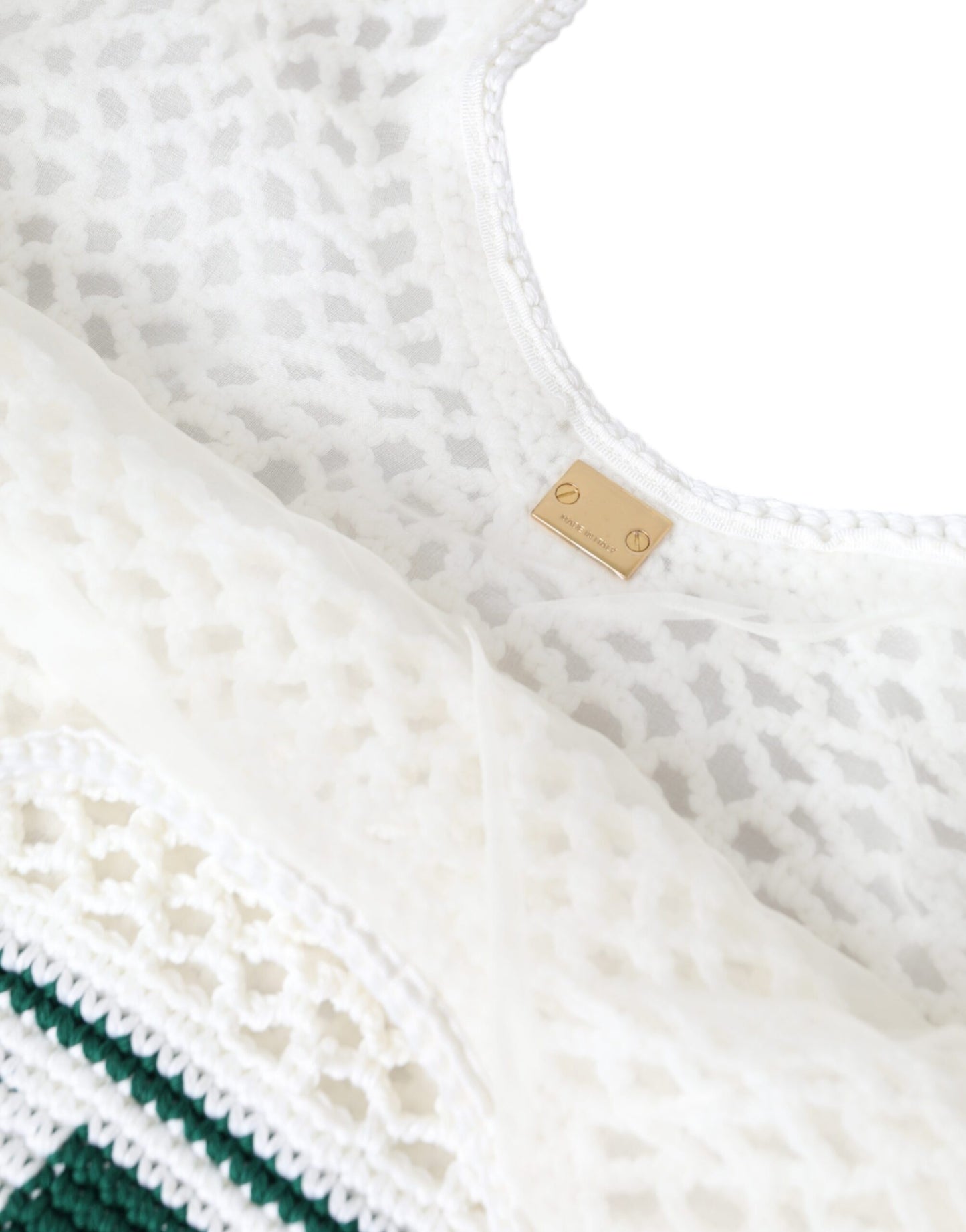 White Green Knitted Cotton Logo Shopping Tote Bag-Dolce & Gabbana-LabelTerrace.com