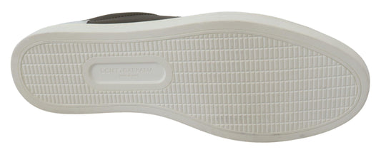 White Green Leather Low Top Sneakers Shoes-Dolce & Gabbana-LabelTerrace.com