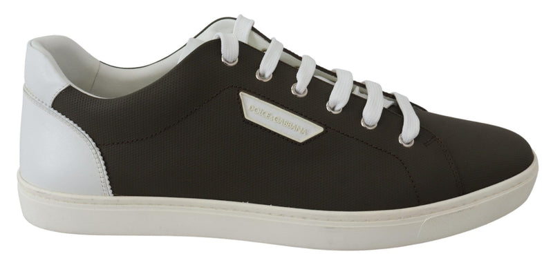 White Green Leather Low Top Sneakers Shoes-Dolce & Gabbana-LabelTerrace.com