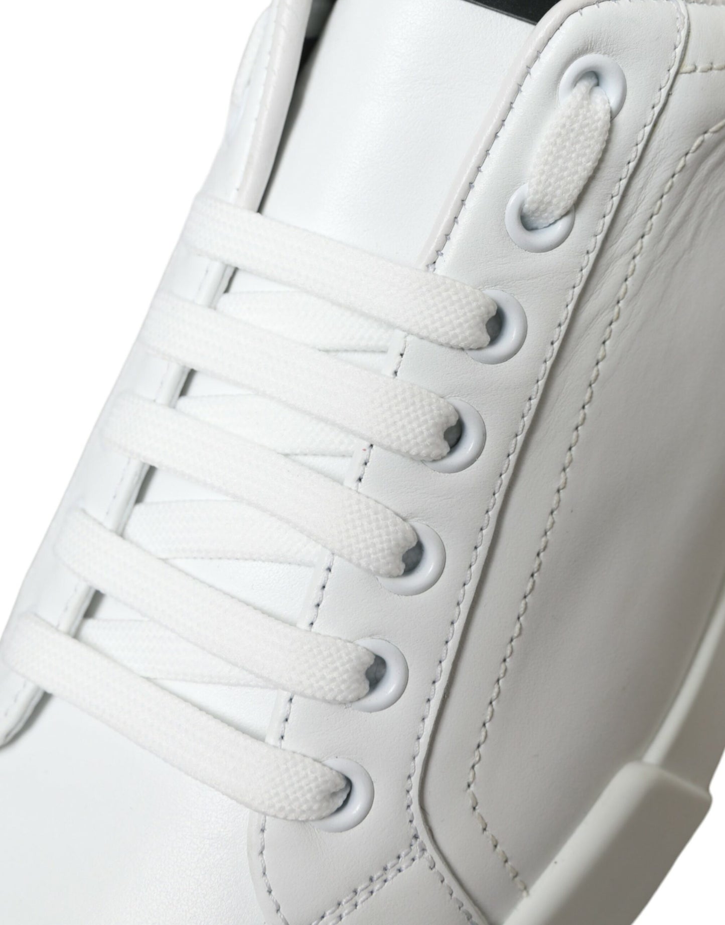 White Green Leather Portofino Sneakers Shoes-Dolce & Gabbana-LabelTerrace.com