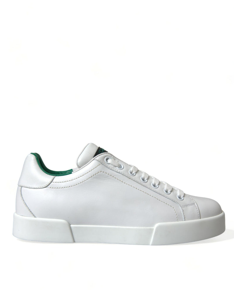White Green Leather Portofino Sneakers Shoes-Dolce & Gabbana-LabelTerrace.com