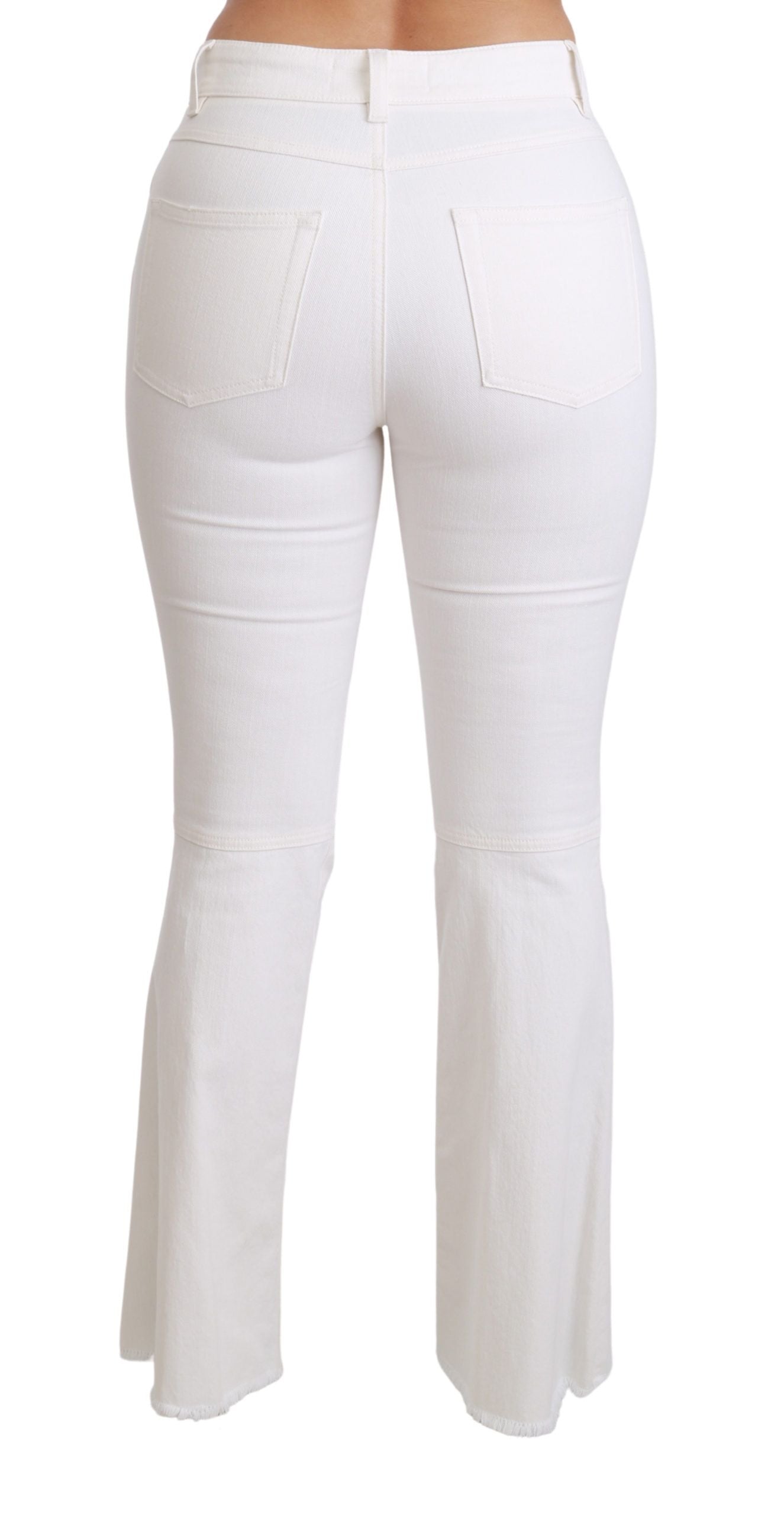 White Heart Flared Stretch Cotton Pants-Dolce & Gabbana-LabelTerrace.com