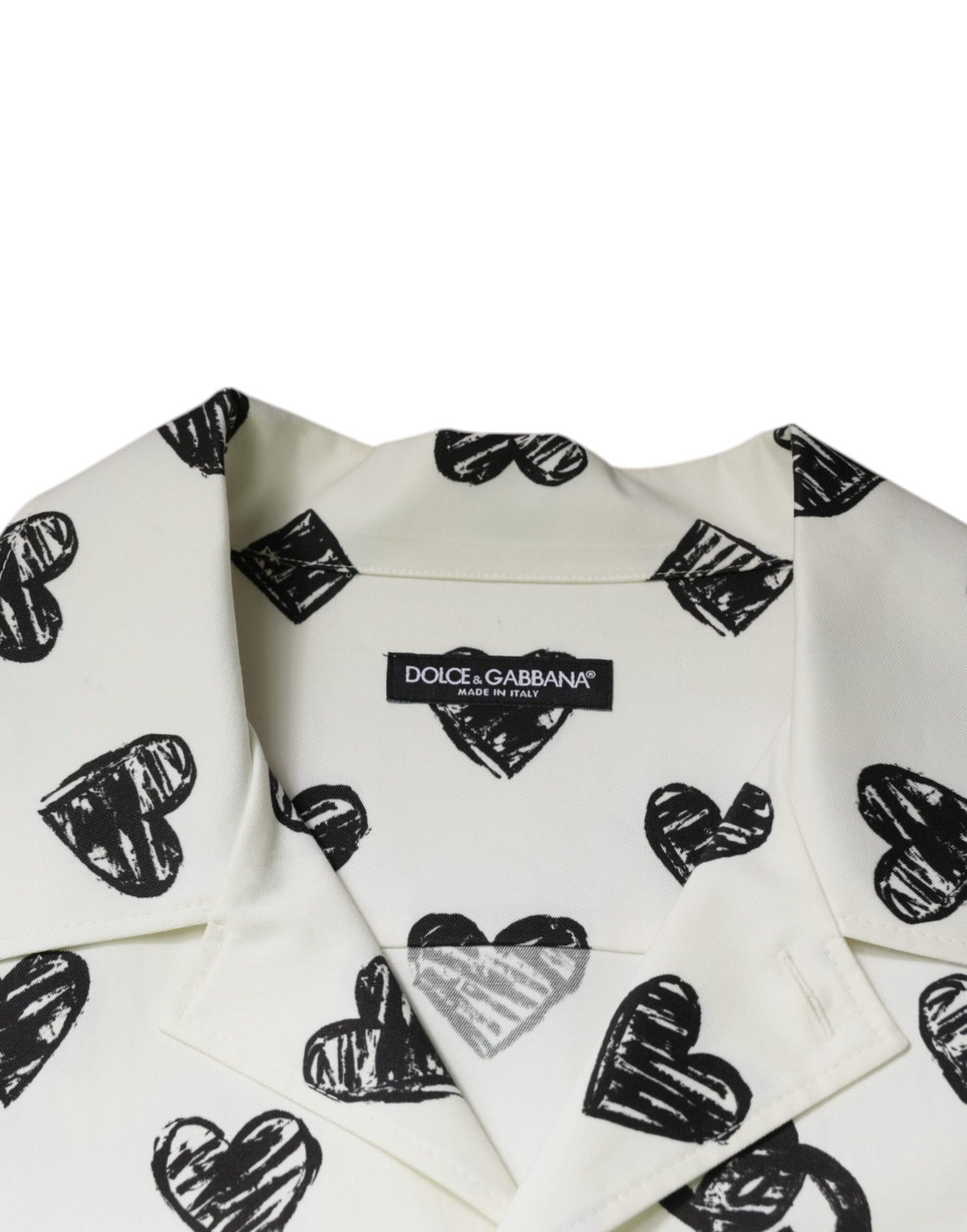 White Heart Print Short Sleeve Casual Shirt-Dolce & Gabbana-LabelTerrace.com