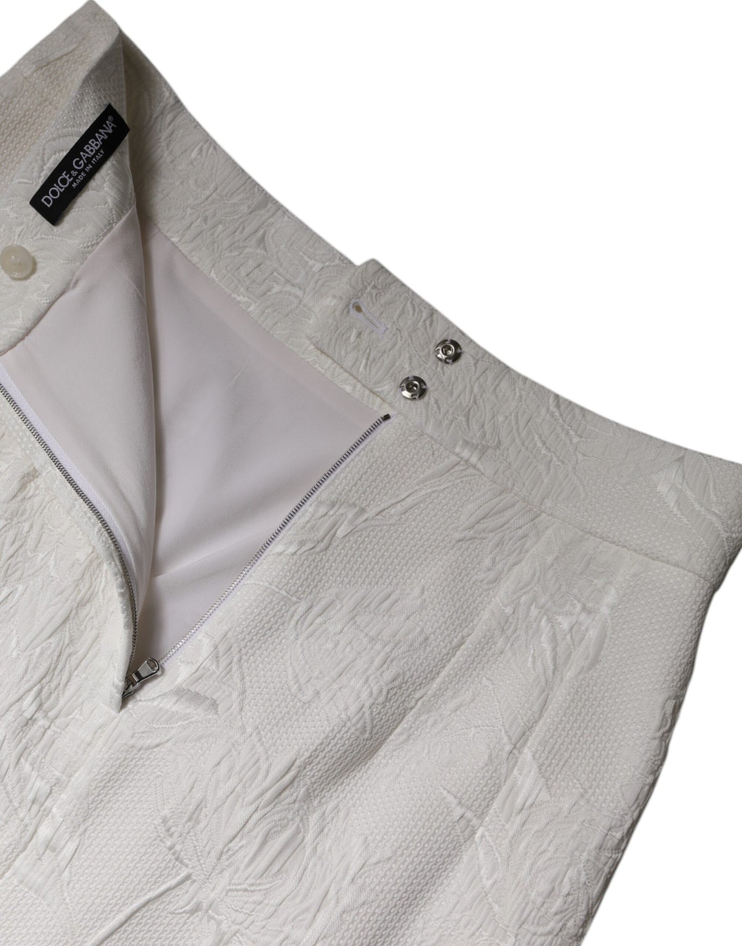 White High Waist Knee Length Pencil Skirt-Dolce & Gabbana-LabelTerrace.com