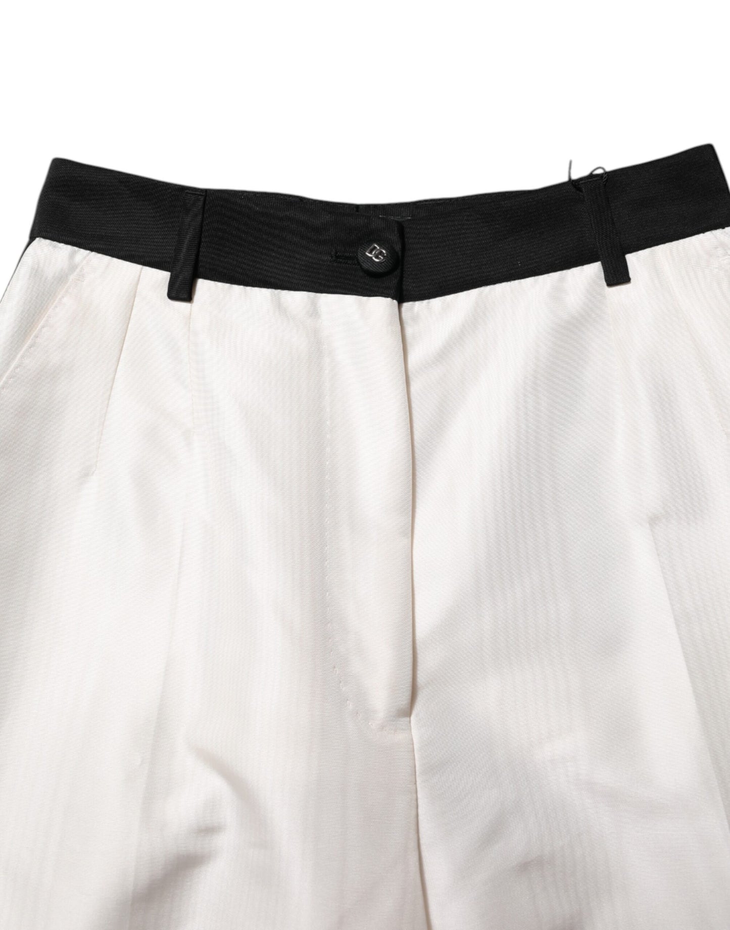White High Waist Straight Dress Trouser Pants-Dolce & Gabbana-LabelTerrace.com