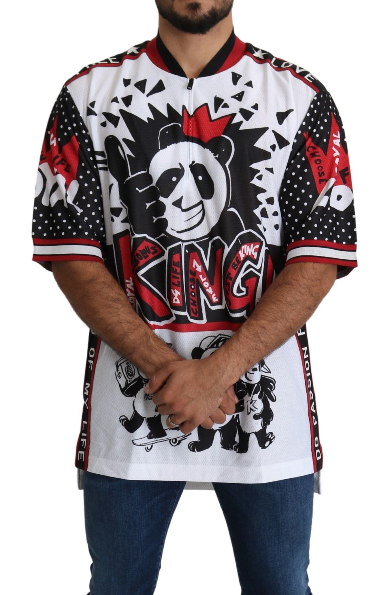 White King Panda Top Polyester Mens T-shirt-Dolce & Gabbana-LabelTerrace.com