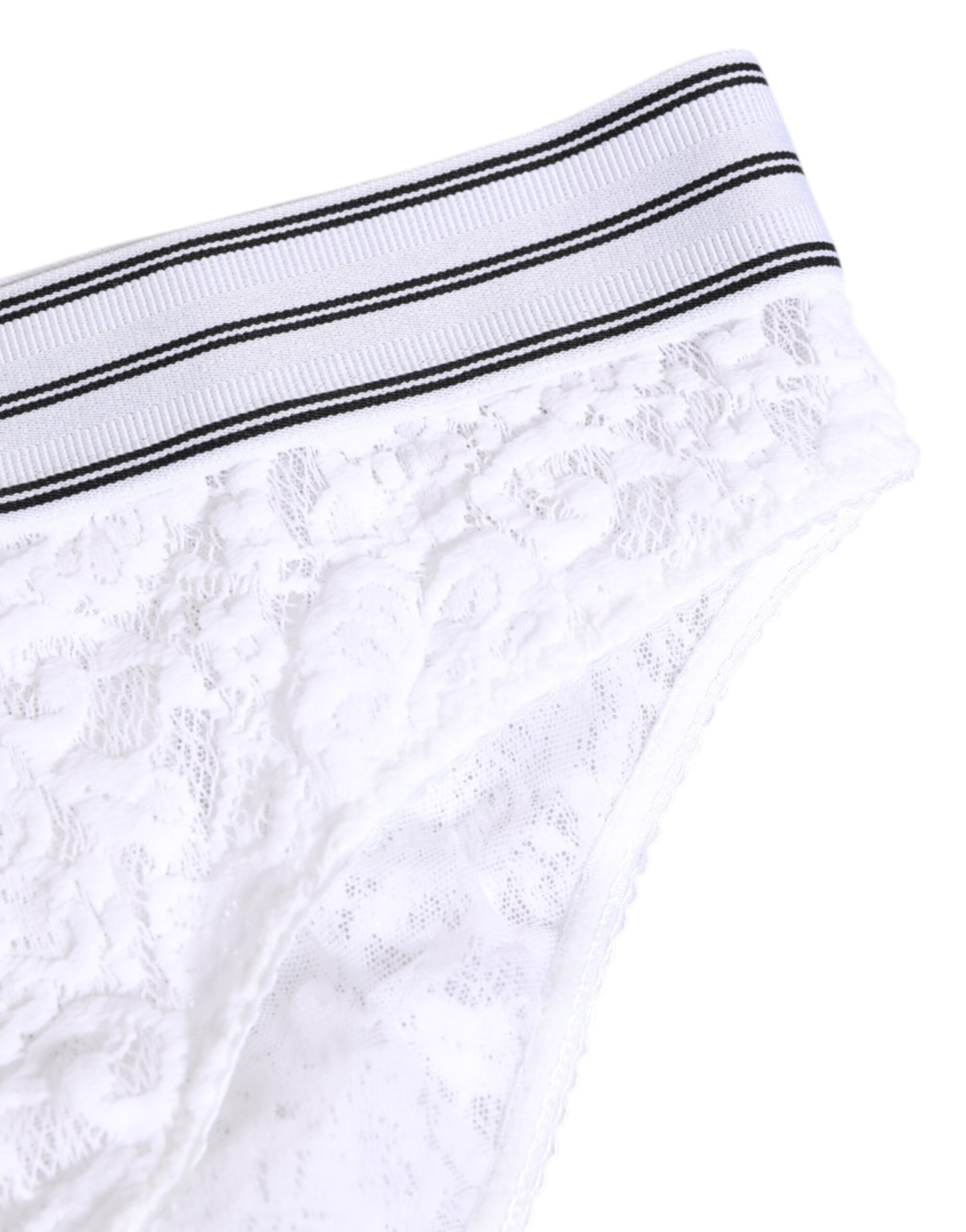White Lace Slip Brief Logo Waistband Underwear-Dolce & Gabbana-LabelTerrace.com