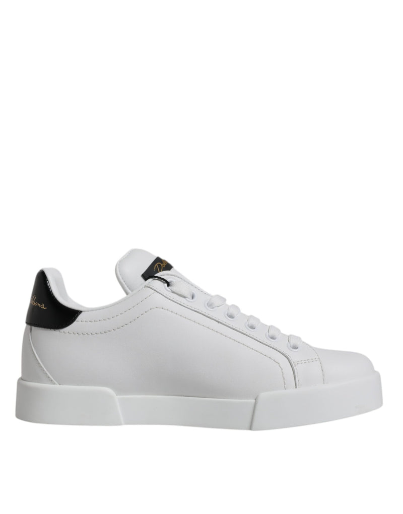 White Leather Classic Low Top Sneakers Shoes-Dolce & Gabbana-LabelTerrace.com