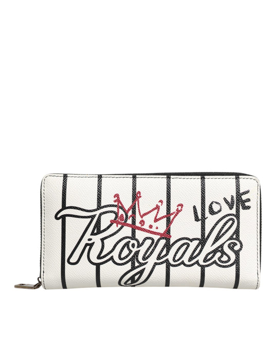 White Leather DG Crown Royals Continental Zip Around Wallet-Dolce & Gabbana-LabelTerrace.com