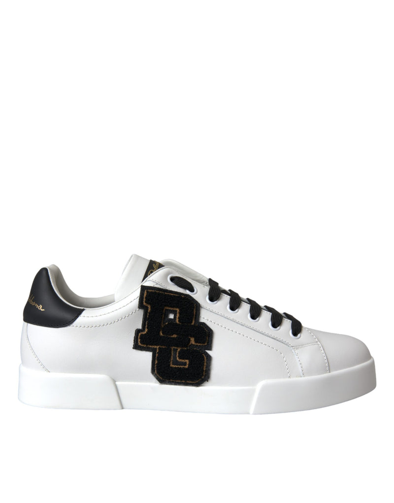 White Leather DG Logo Casual Low Top Sneakers Shoes-Dolce & Gabbana-LabelTerrace.com
