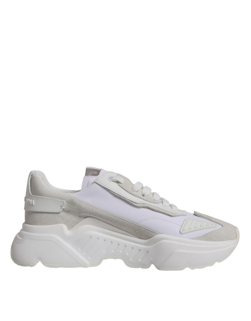 White Leather Daymaster Low Top Sneakers Shoes-Dolce & Gabbana-LabelTerrace.com